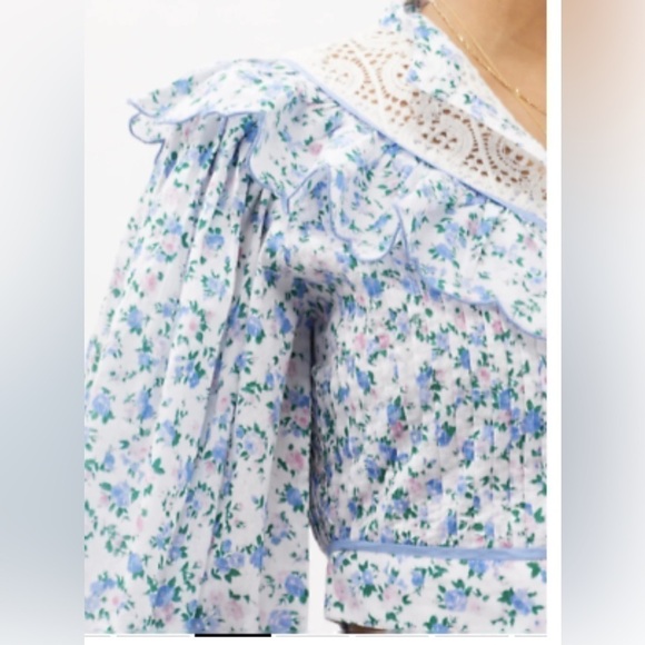 LoveShackFancy Egan top in blue jay song NWT - Picture 4 of 8